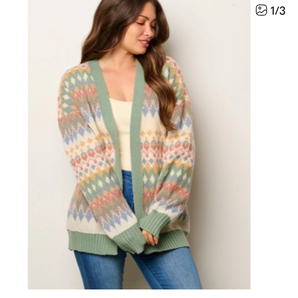 New In Multicolor Patterned Women's Sweater - Picture 3 of 9